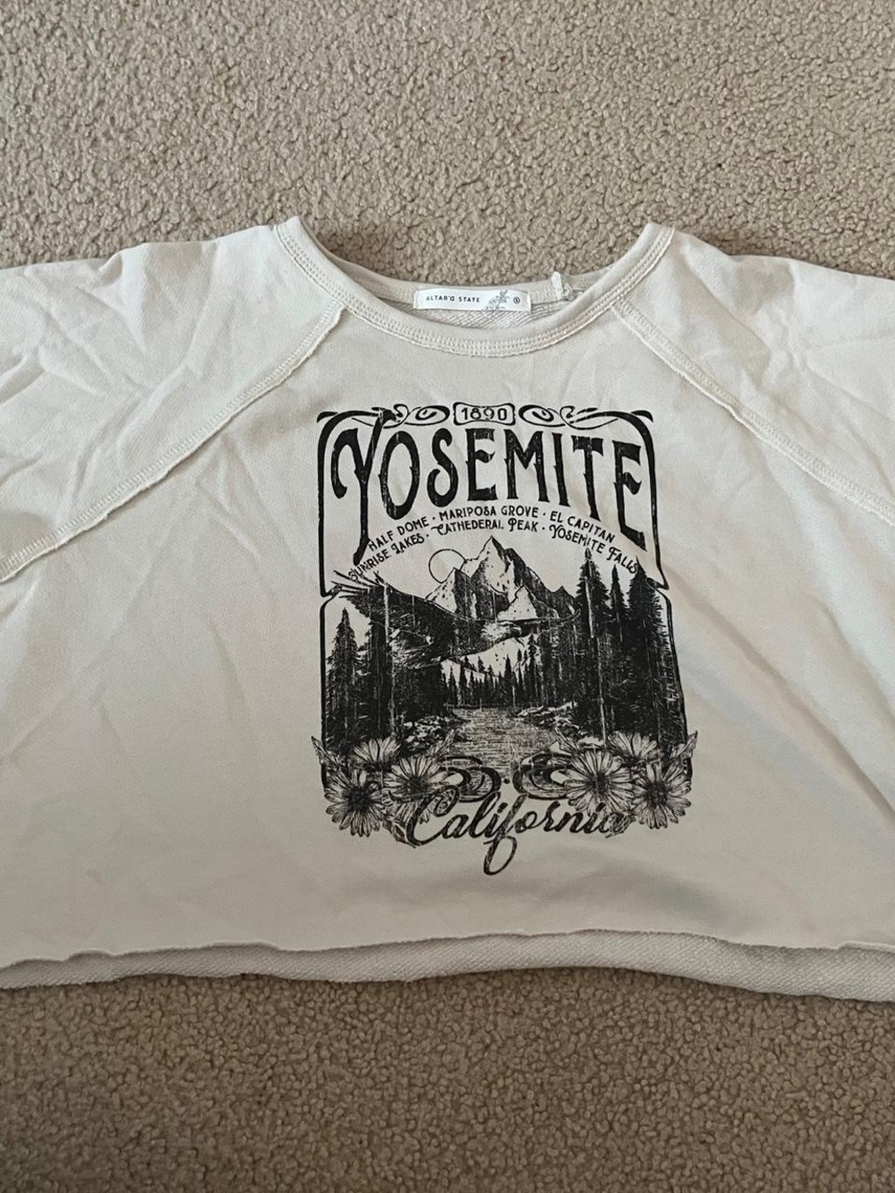 Altar'd State Cream Yosemite Graphic Long Sleeve Tee -never worn!